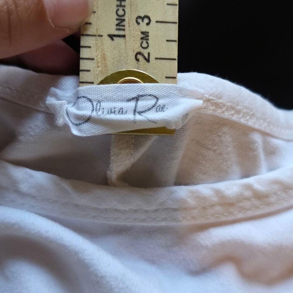 Olivia Rae White Elastic Hem Crop Top Short Sleeve Blouson Tee - Picture 4 of 6